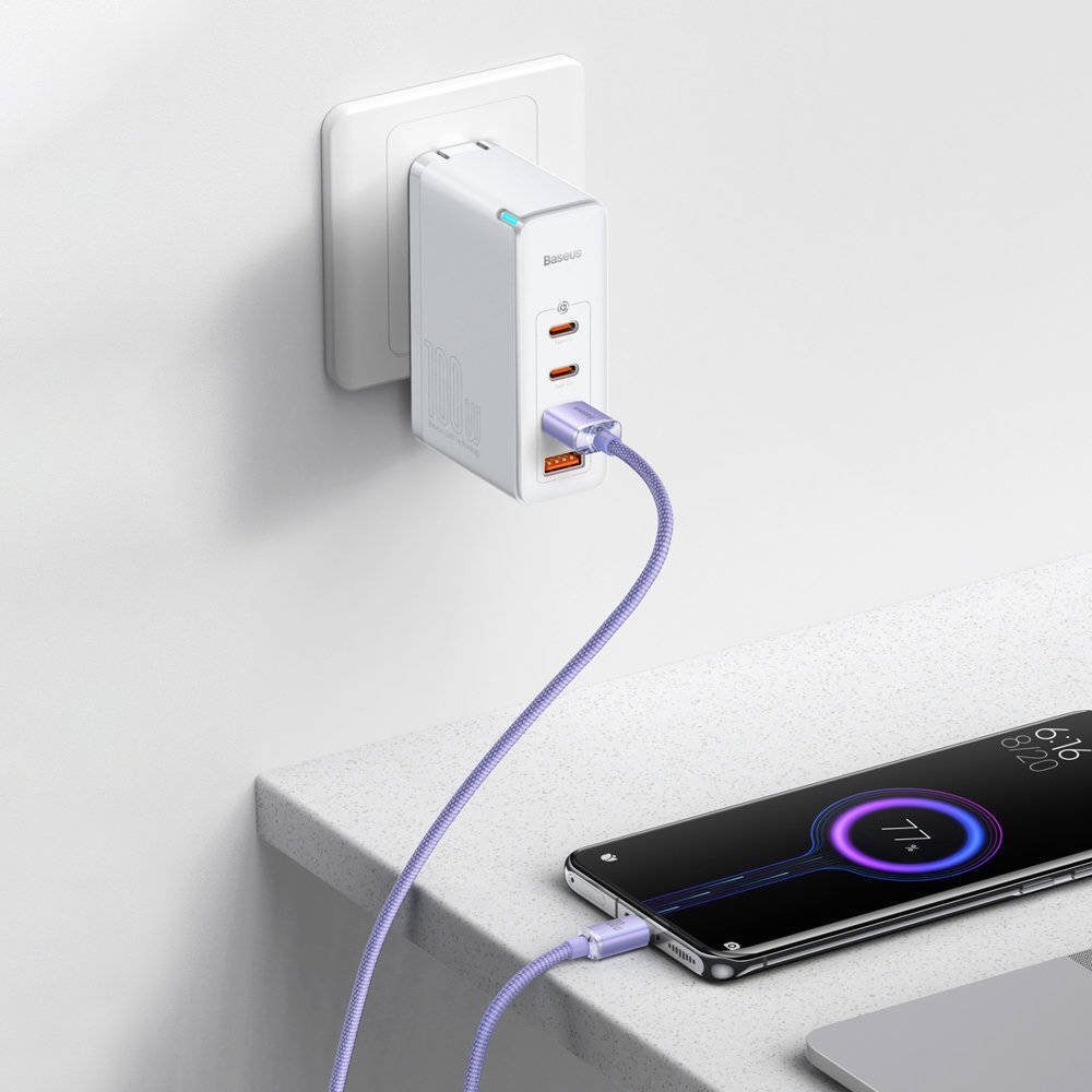 Baseus datakabel USB - USB-C 100W - 2 m - Paars