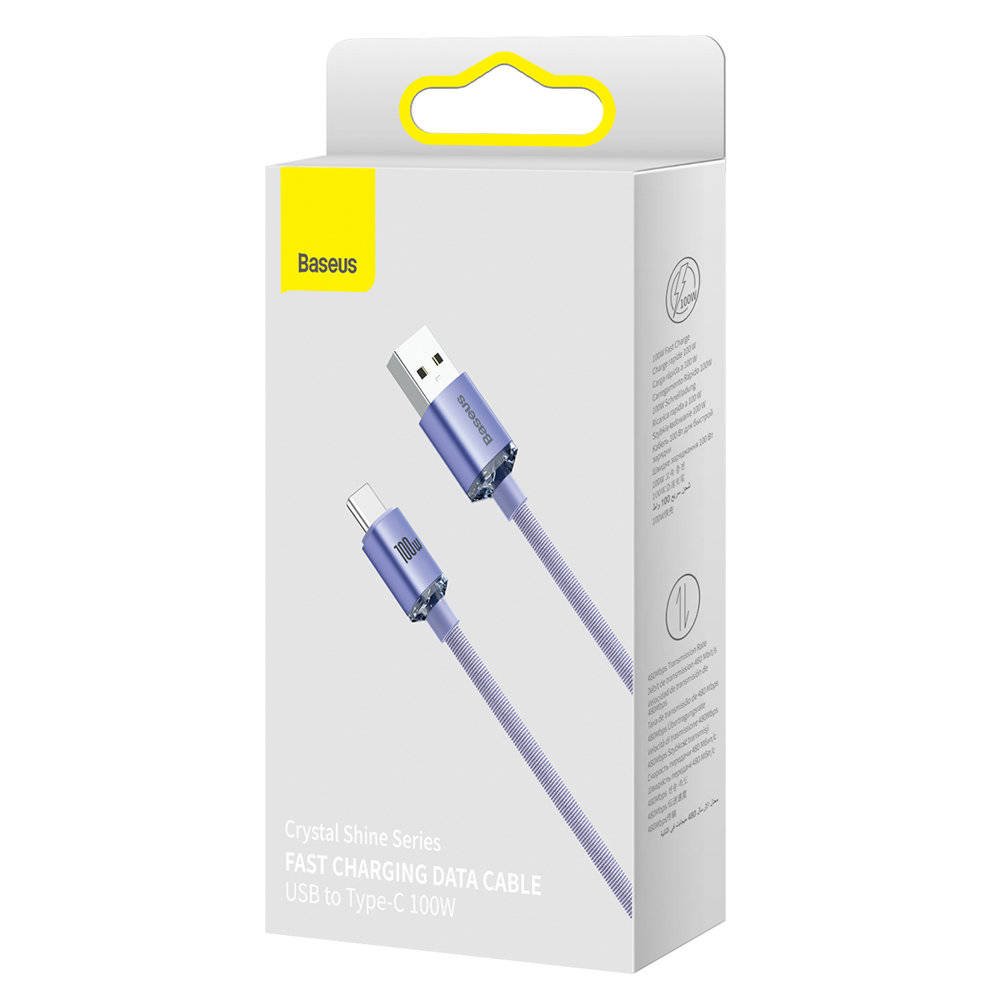 Baseus datakabel USB - USB-C 100W - 2 m - Paars
