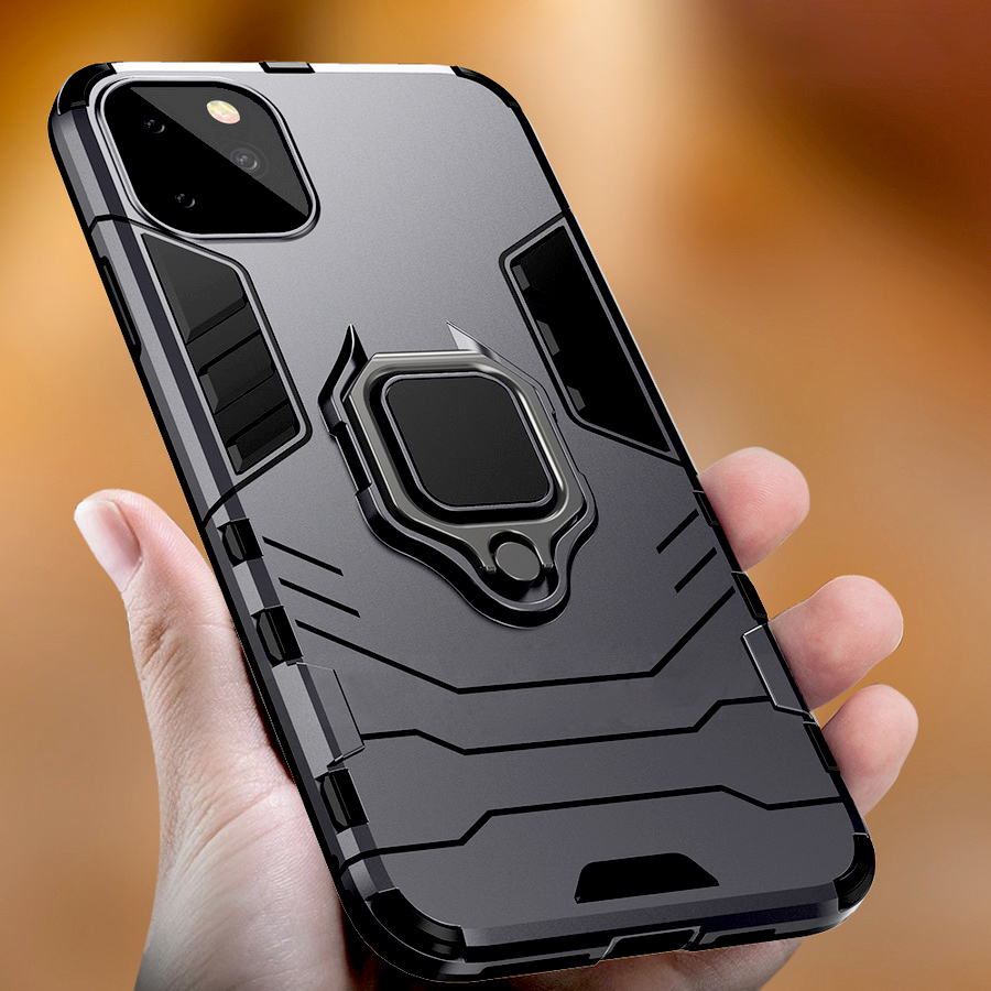 Stevige Ring Armor Case voor Realme C33 - zwart