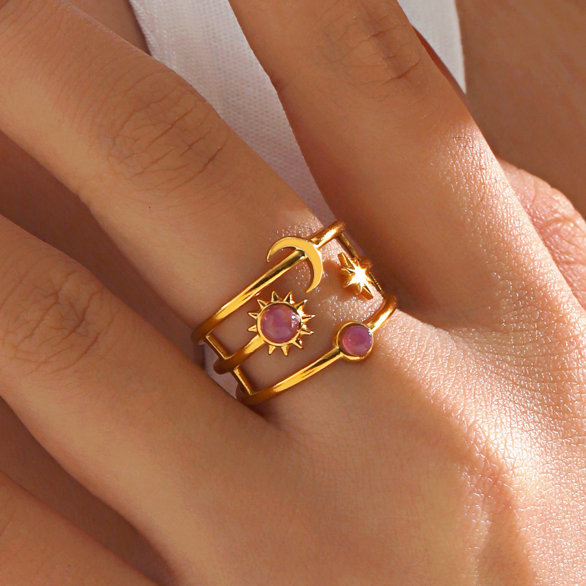 Ring OB-38886 - Goud / Paars / 55mm
