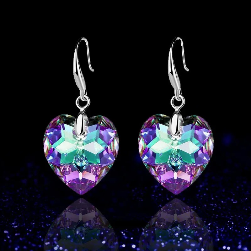 Oorbellen Beautiful Heart - Paars