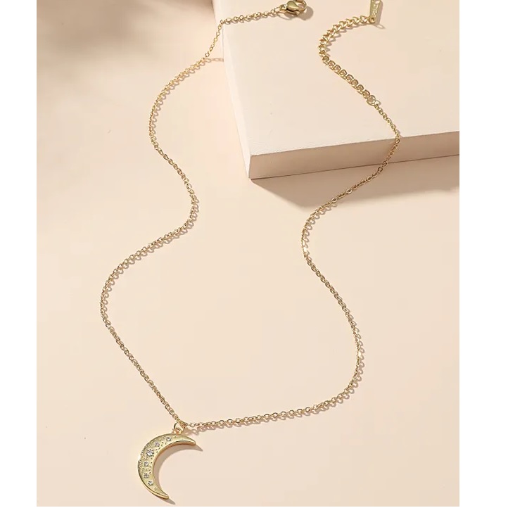Ketting Zircon Moon - Goud