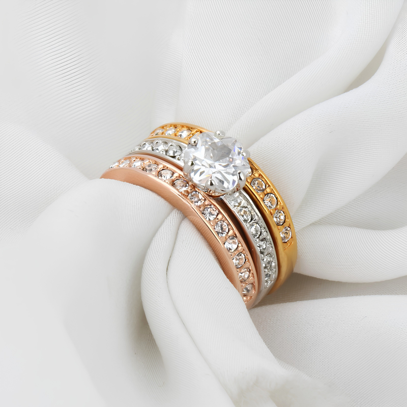 Dames Ring 3in1 UC - 40503 - Goud / Zilver / Roségoud