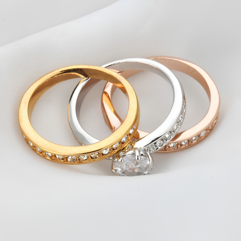 Dames Ring 3in1 UC - 40503 - Goud / Zilver / Roségoud