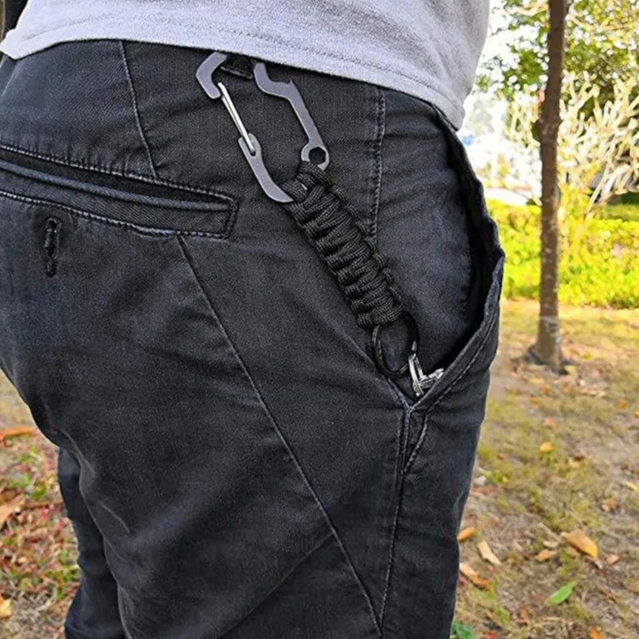 Multifunctionele survival karabiner met paracord - Groen