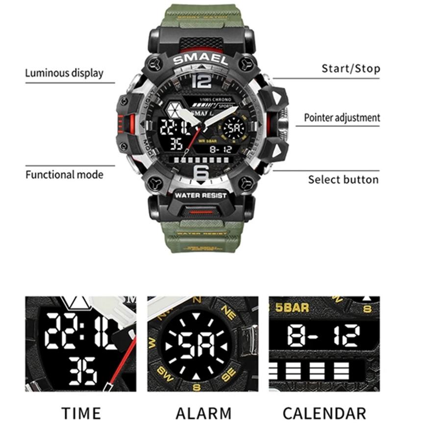 Horloge SMAEL GR-29429 - Zwart / Blauw