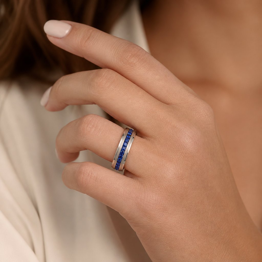 Ring NO-17169 - Zilver / Blauw / 62mm