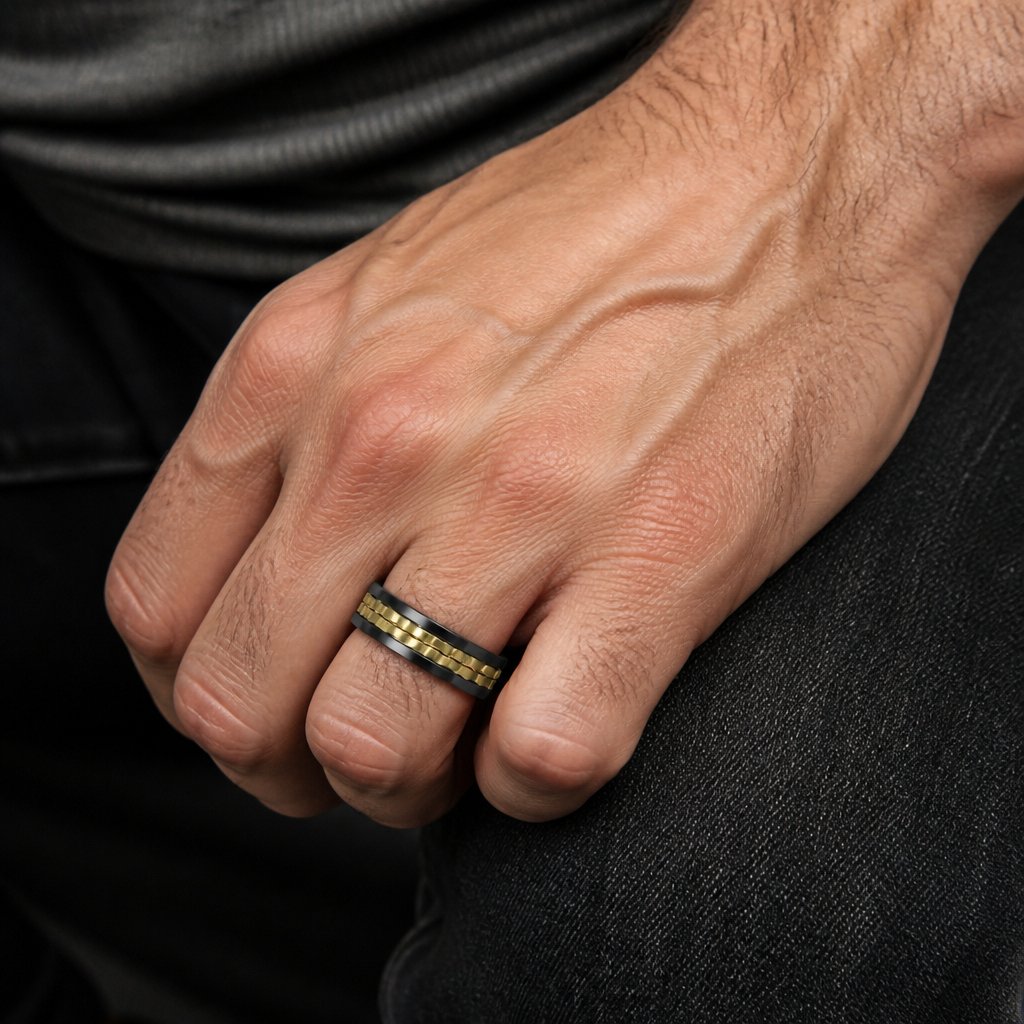 Ring IK-32053 - Zwart / Goud / 59mm
