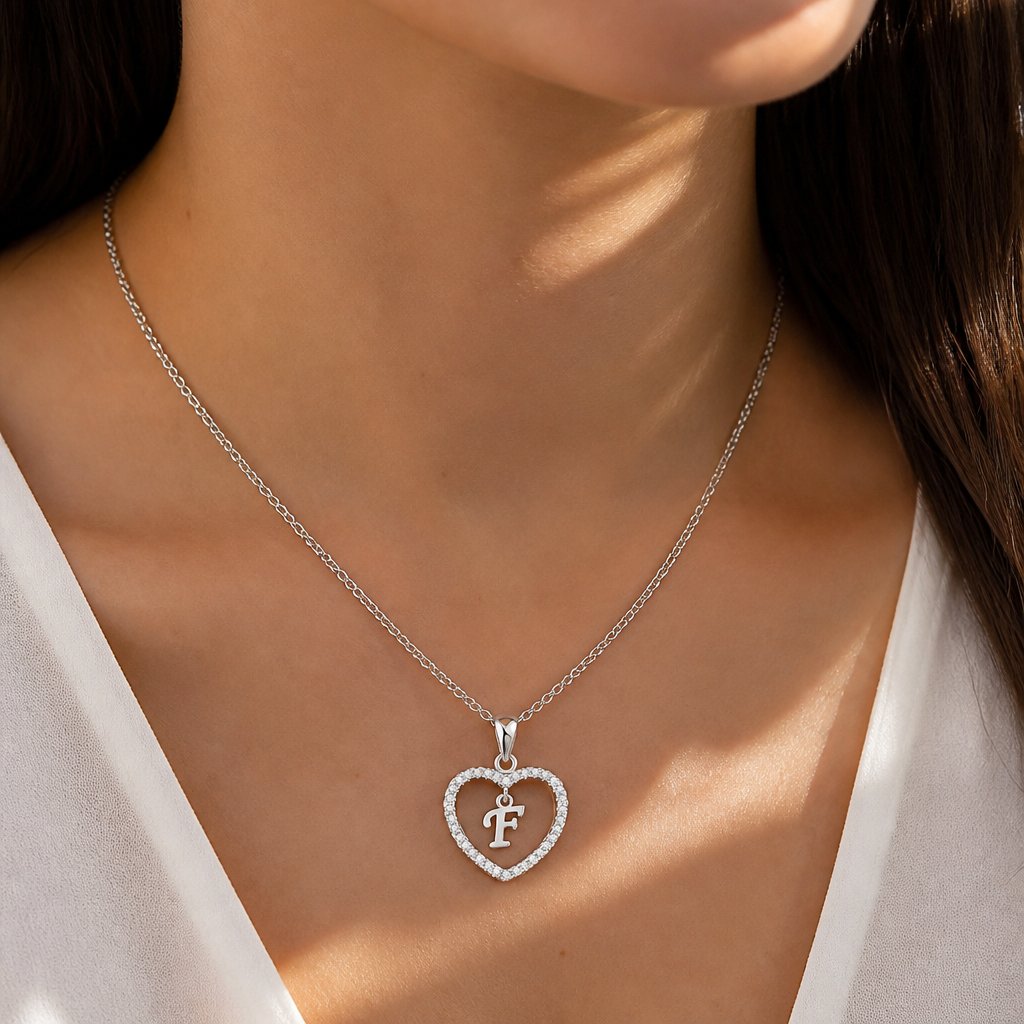 Halsketting Letter - F / Zilver